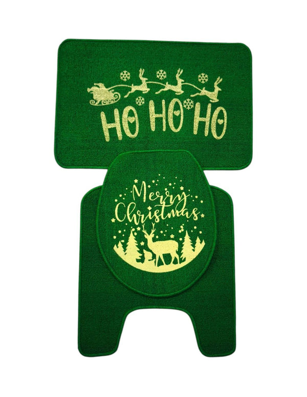 Juego de Tapete para Baño Navideño